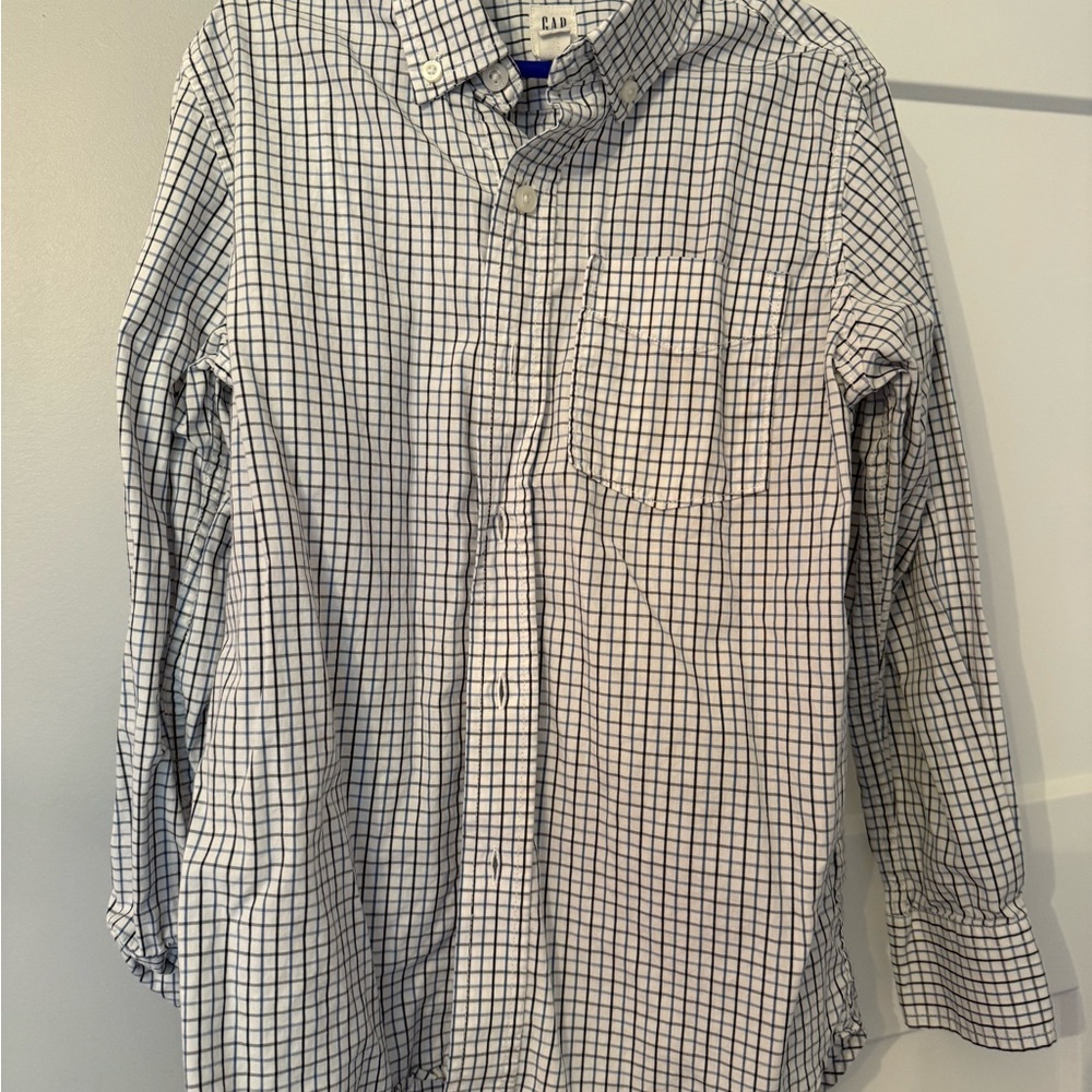 GAP Blue Checkered Button Down Shirt Classic Style